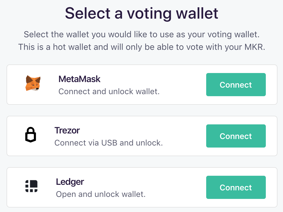Select a Voting Wallet