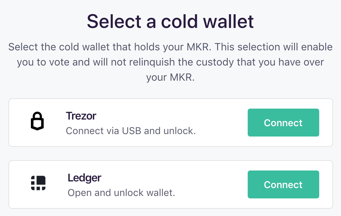 Select Cold Wallet: Trezor