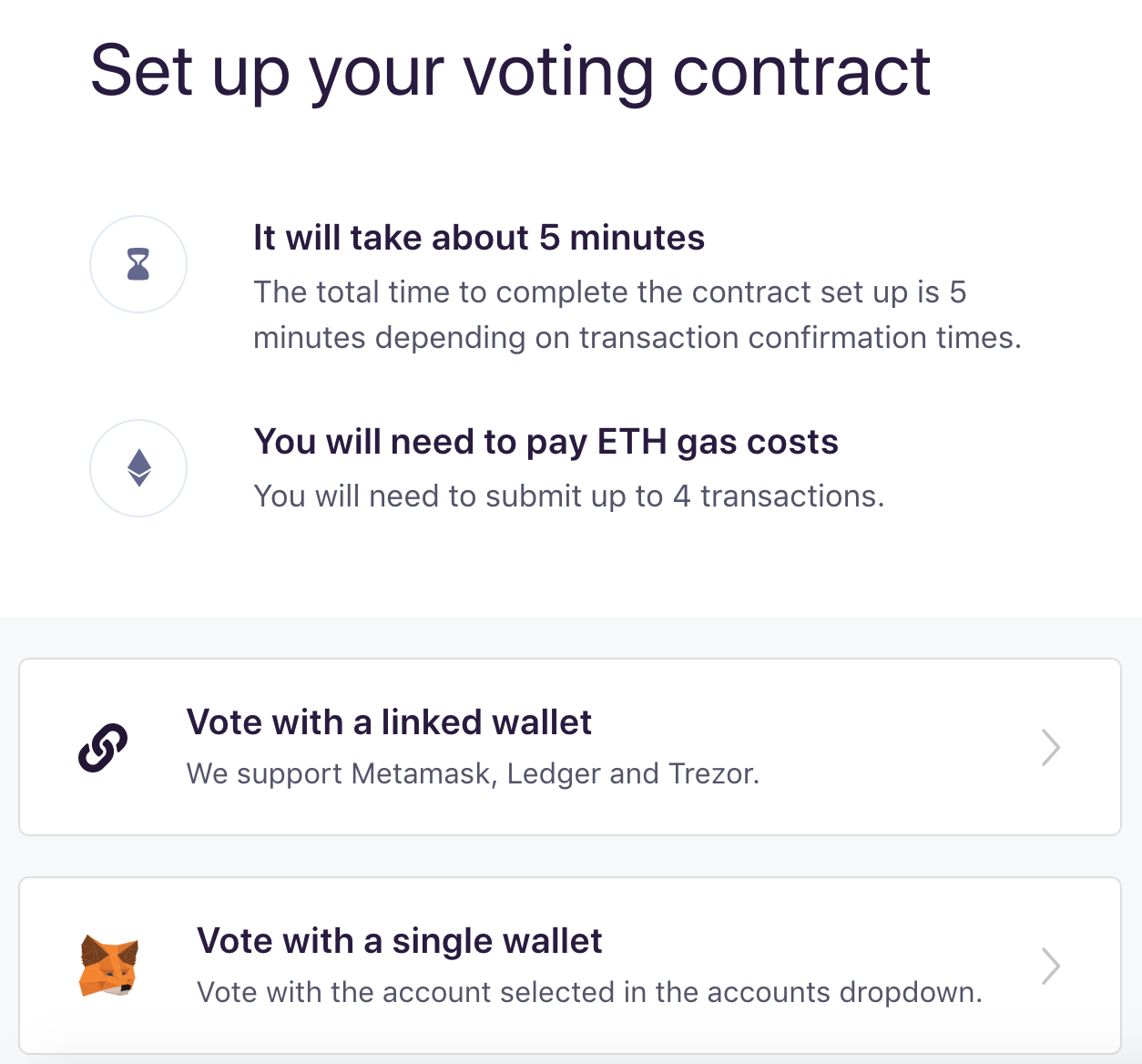 Select a Voting Contract Type