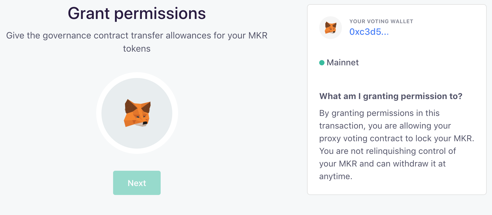 Grant Permissions for MKR Token Transfer